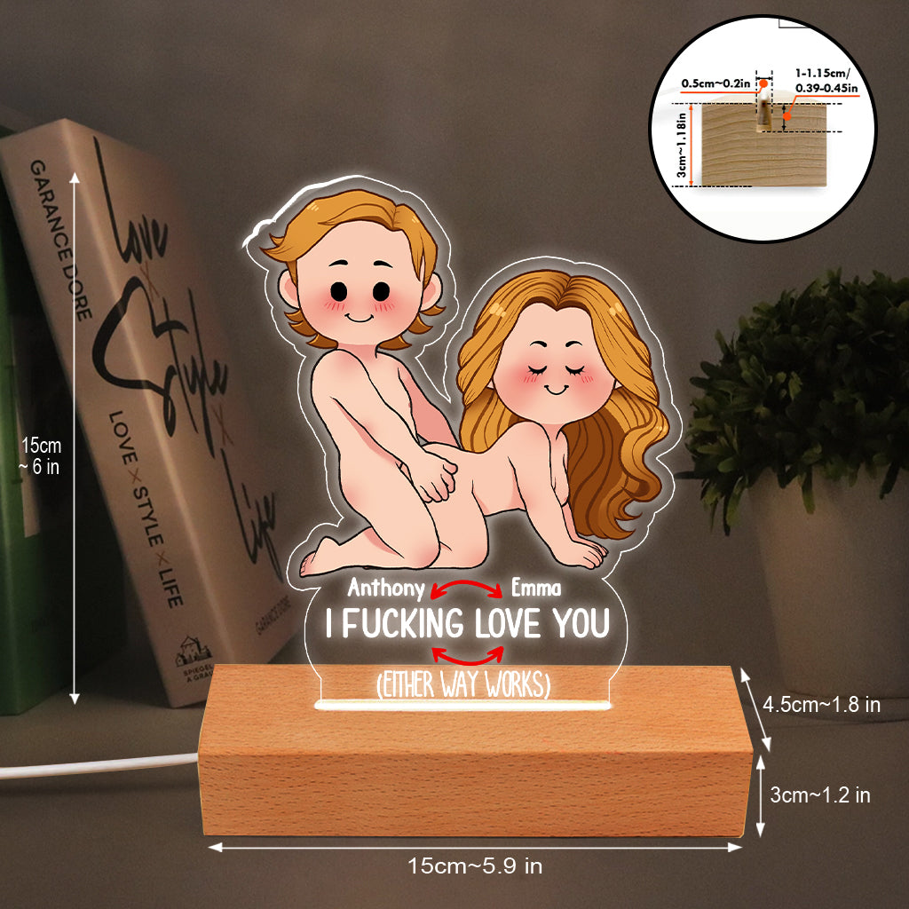Ich liebe dich – Personalisierte, paarförmige Leuchtplatte mit Sockel