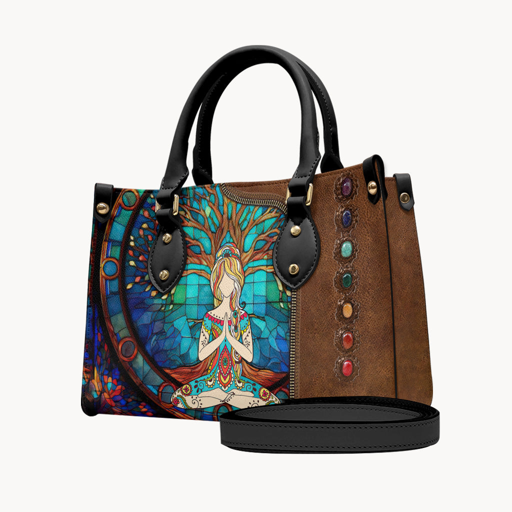 Namaste Green – Personalisierte Yoga-Lederhandtasche