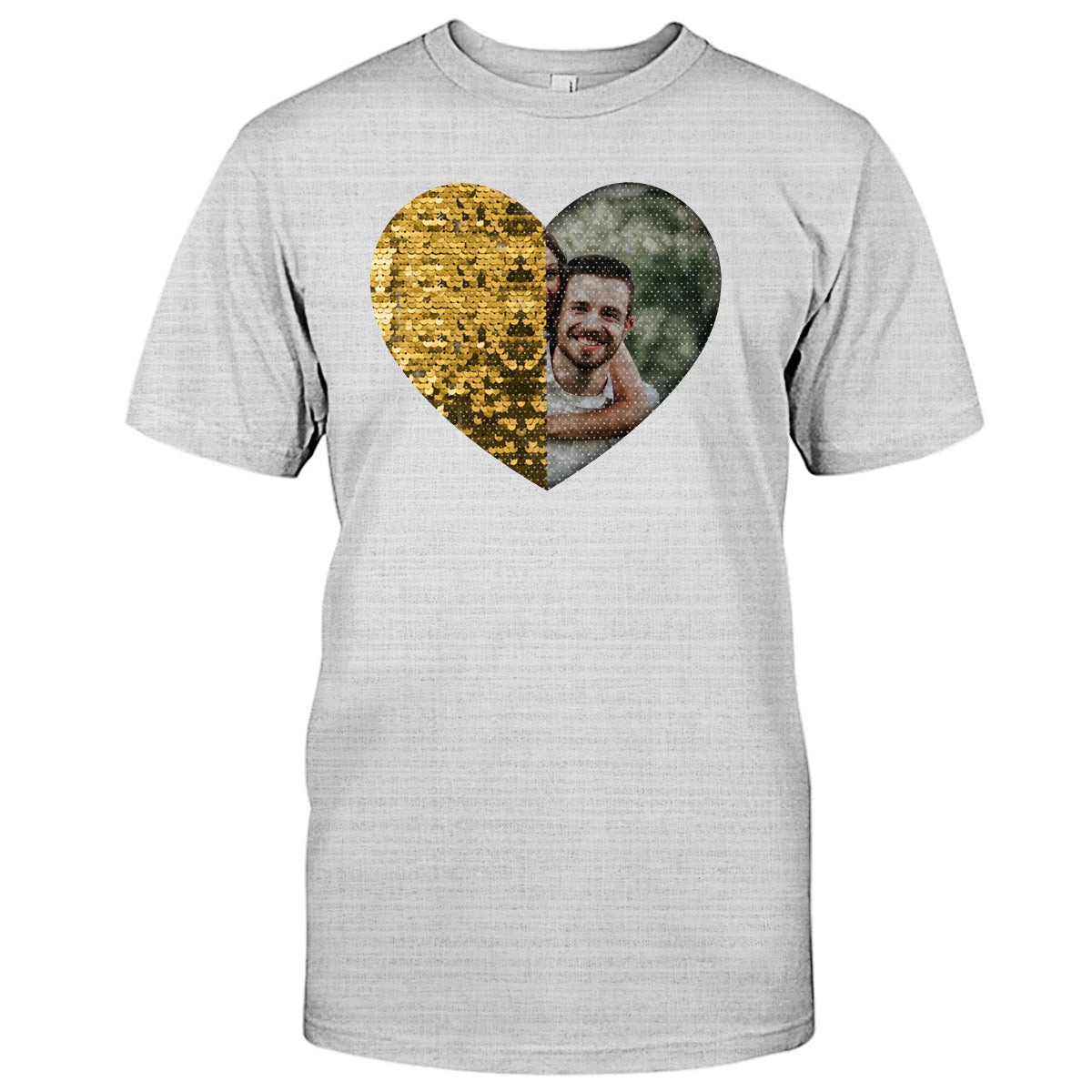 Individuell gestaltetes Pailletten-Shirt mit Foto für Paare – Geschenk für Hunde- und Katzenliebhaber – Personalisiertes Pailletten-T-Shirt