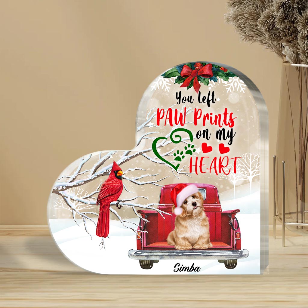 Du hast Pfotenabdrücke in meinen Herzen hinterlassen – personalisierte Acrylplakette in Hundeform