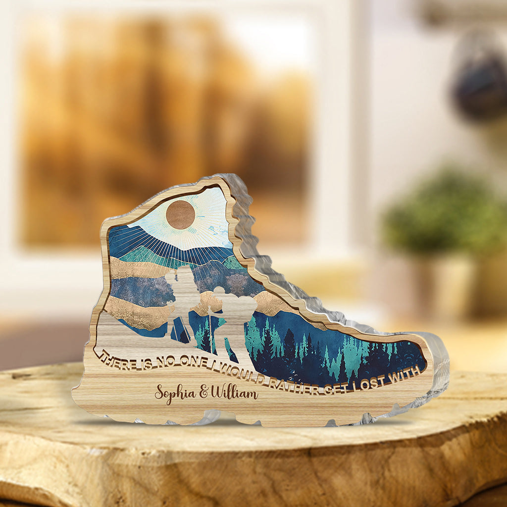 Es gibt niemanden, mit dem ich mich lieber verirren würde – Wandergeschenk für Ehefrau, Ehemann, Freund, Freundin – Personalisierte Acrylplakette in individueller Form