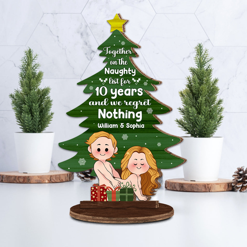 Together On The Naughty List For Years - gift for wife, boyfriend, husband, girlfriend - Personalized Freestanding Wood Plaque