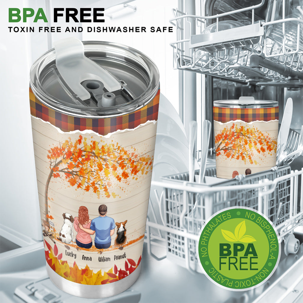 Du und ich und die Hunde – personalisierter Paar-Trinkbecher