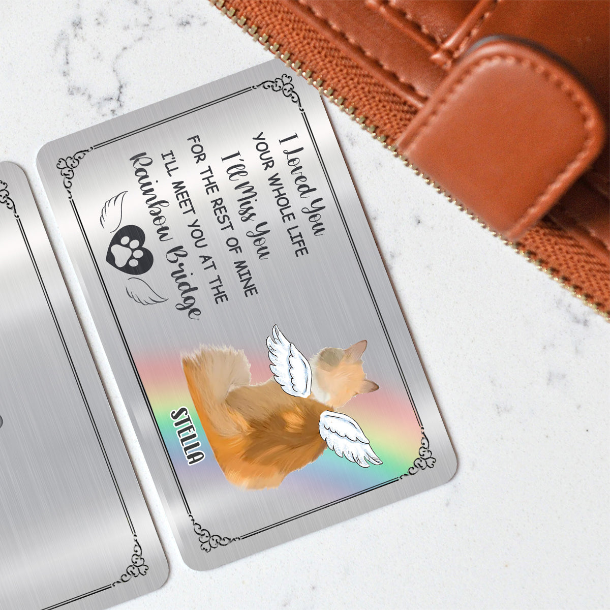 Wir sehen uns an der Regenbogenbrücke – Personalisierte Hunde-Geldbörsenkarte