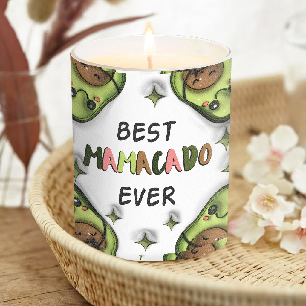 Best Mamacado Ever - Pregnancy gift for wife, daughter, girlfriend, friend - Personalized Candle With Wooden Lid