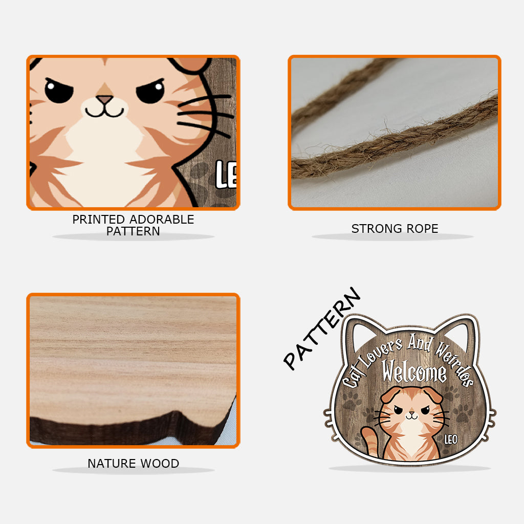 Willkommen, Katzenliebhaber und Sonderlinge! - Personalisiertes Katzen-Holzschild