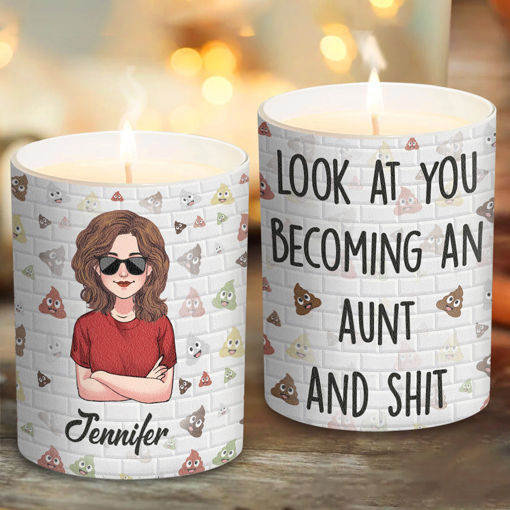 Becoming An Aunt - Personalized Aunt Candle With Wooden Lid