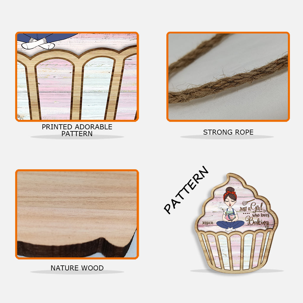 Einfach ein Mädchen, das Backen liebt – personalisiertes Backschild aus Holz