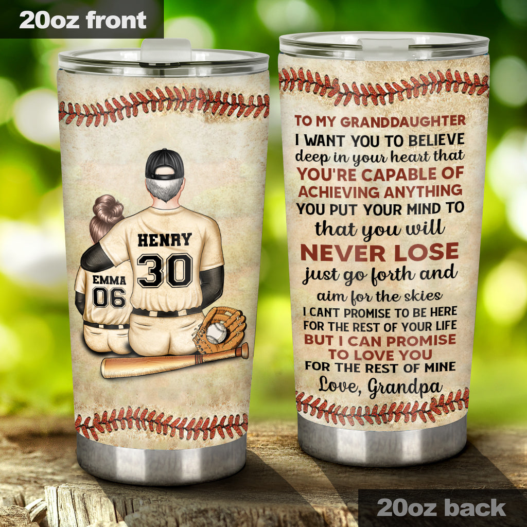 Ich möchte, dass du tief in deinem Herzen daran glaubst – Baseballgeschenk für Sohn, Tochter, Enkelin, Enkel – personalisierter Becher