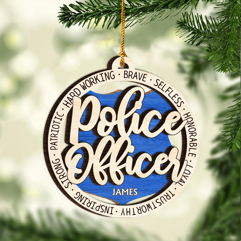 Polizist – Personalisierter Polizist, zweilagiger Holzschmuck