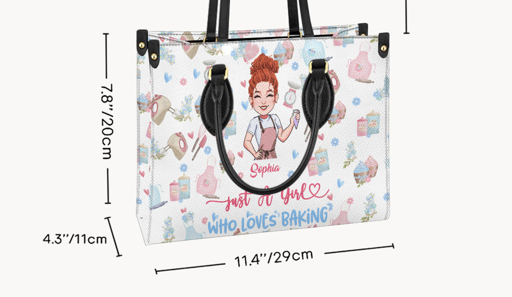 Einfach ein Mädchen, das Backen liebt – personalisierte Backhandtasche aus Leder