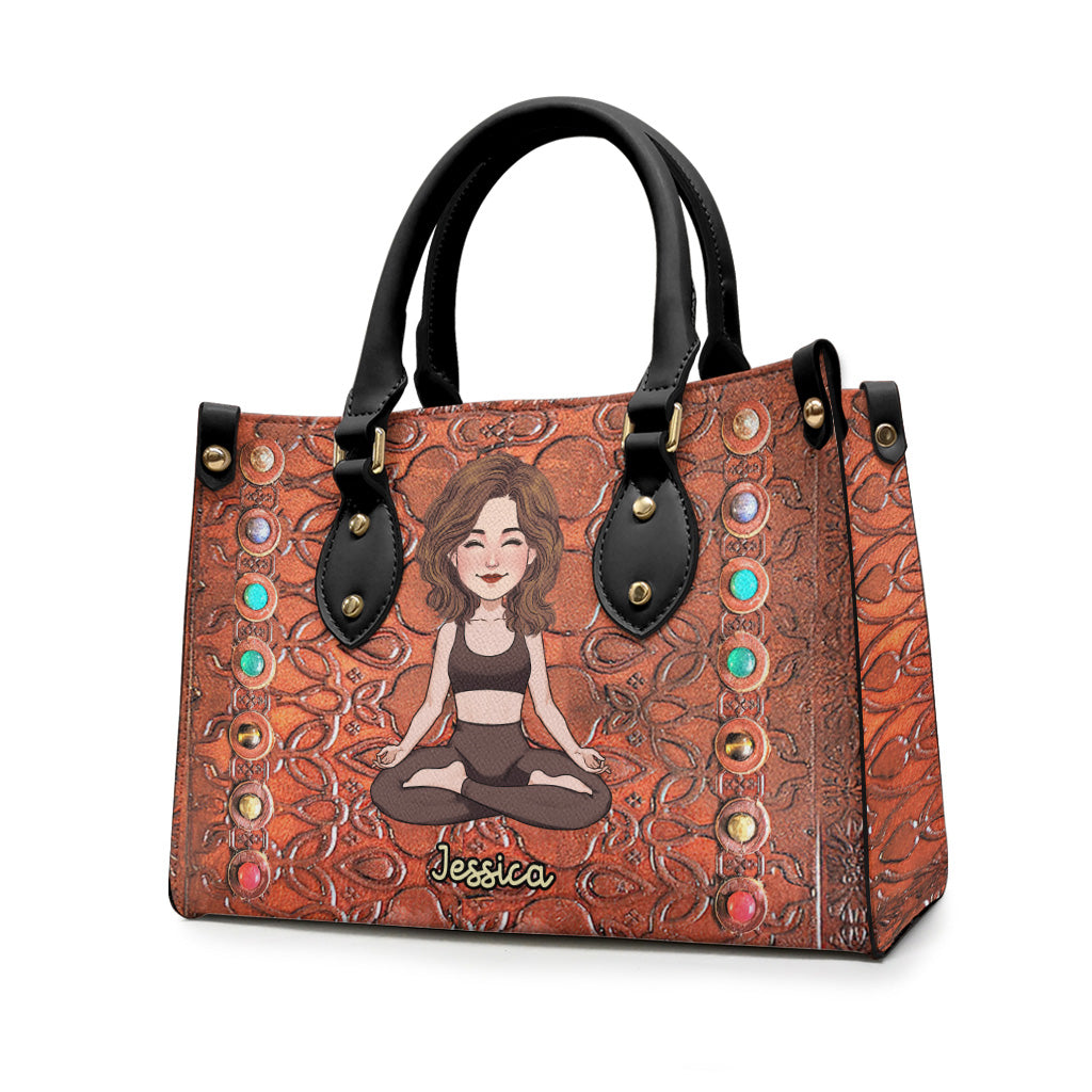 Namaste - Personalisierte Yoga-Lederhandtasche