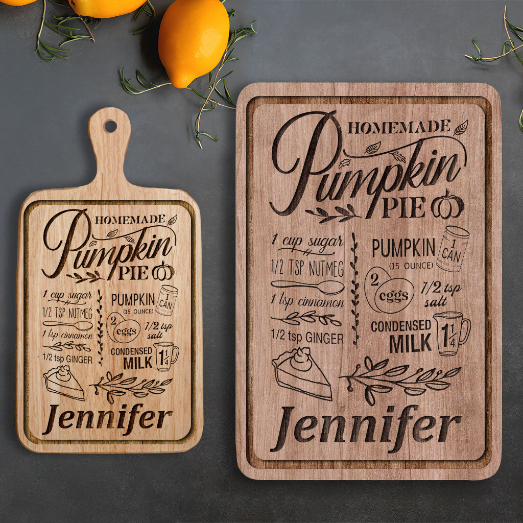 Kürbiskuchen - Personalisiertes Schneidebrett für Thanksgiving