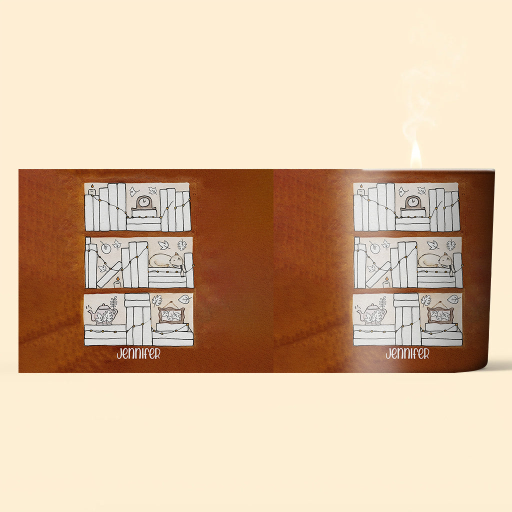 Lesetracker für die vier Jahreszeiten – Personalisierte Buchkerze mit Holzdeckel