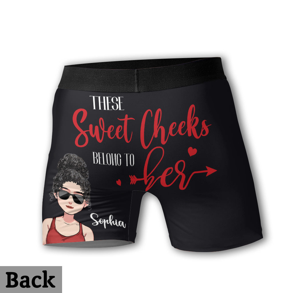 Diese süßen Wangen gehören mir – personalisierte Boxershorts für Paare