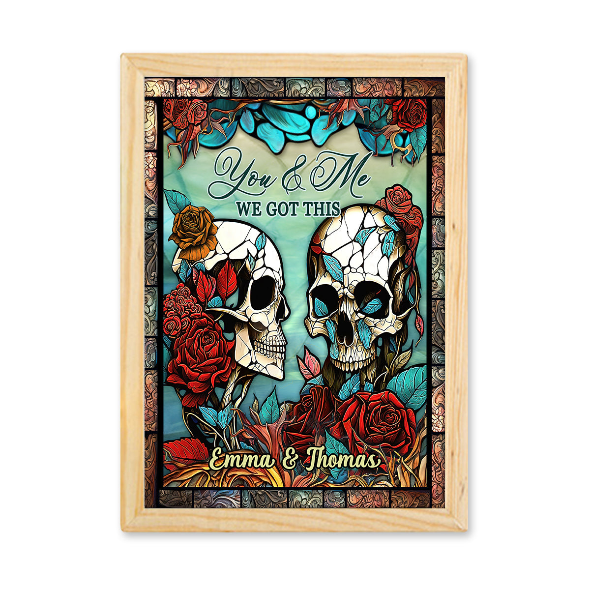 „Du & Ich, wir sind für euch da“ – personalisierter Fotorahmen mit Beleuchtung für Paare