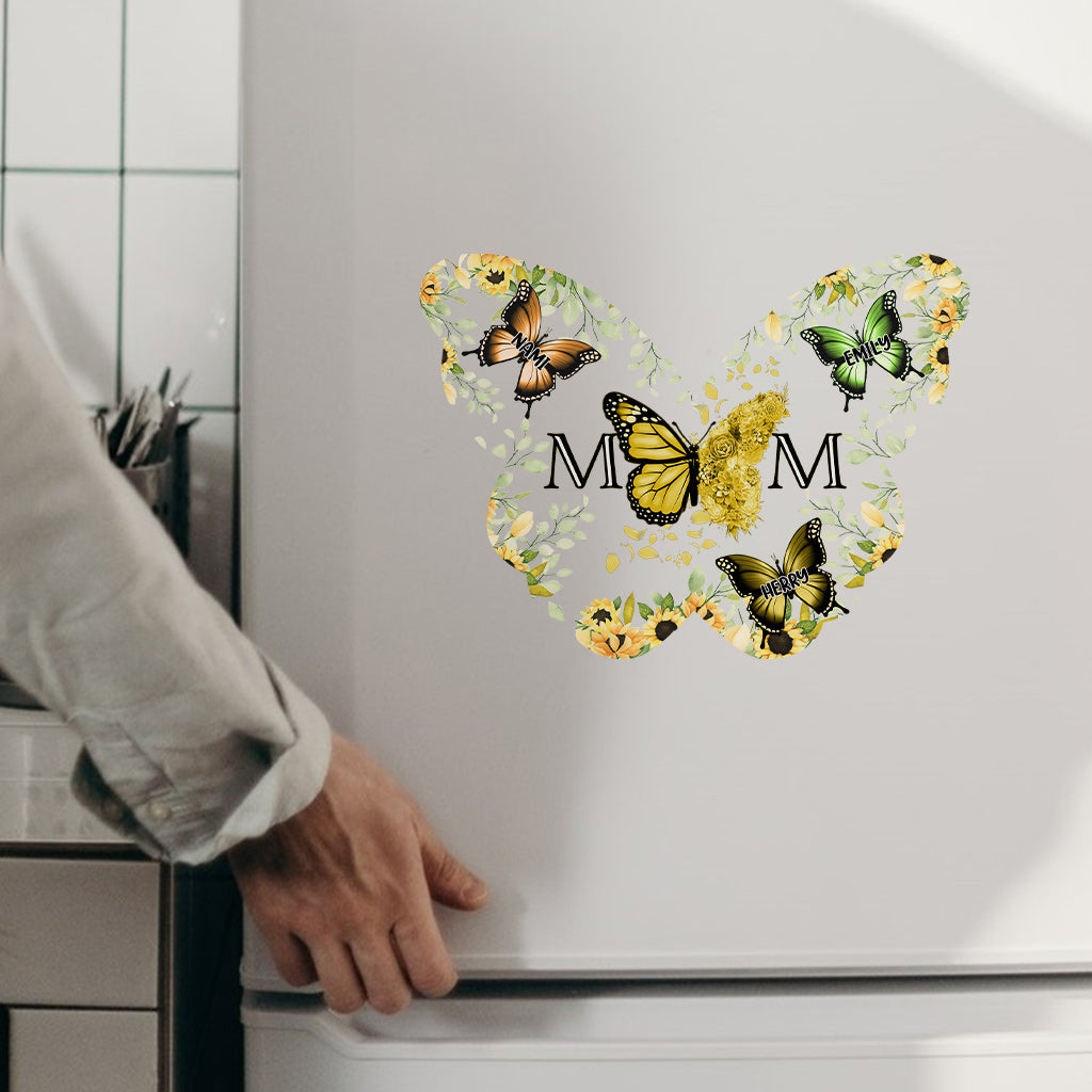 Mom & Children Butterflies Christmas Flower - Personalized Mother Decal Die Cut