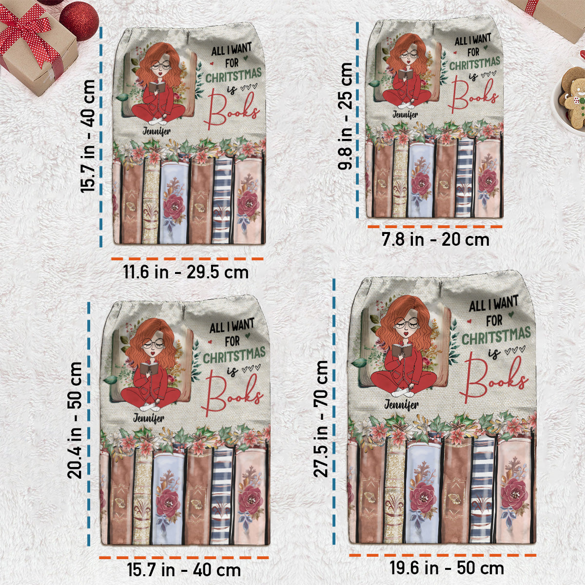 Alles, was ich mir zu Weihnachten wünsche, sind Bücher – Personalisierter Buch-Tragebeutel
