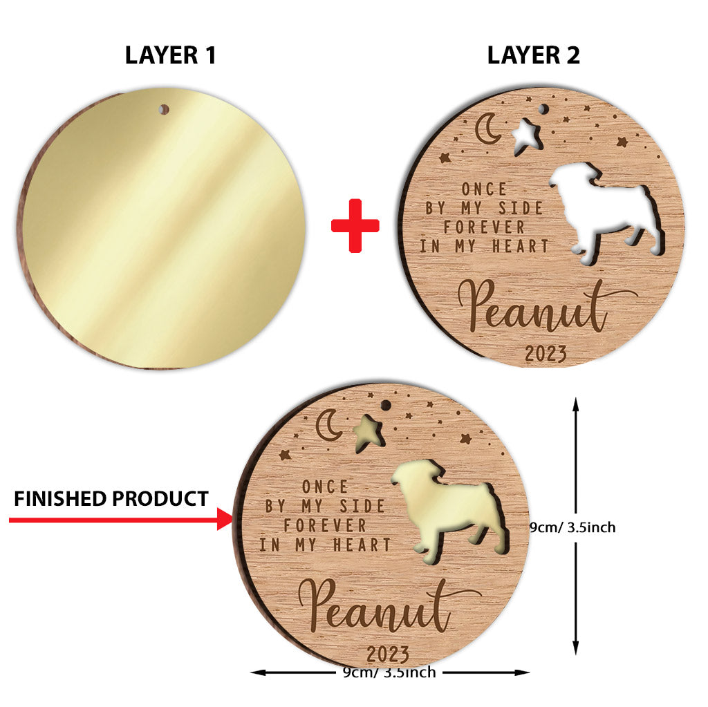 Einmal an meiner Seite, für immer in meinem Herzen – Personalisierter Hunde-Spiegel-Holzanhänger