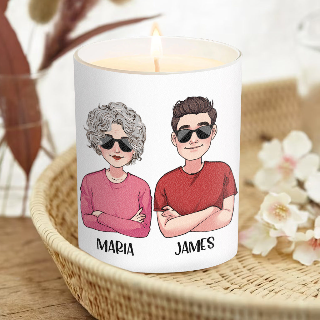 Unsere Beziehung ist so – personalisierte Kerze für den Sohn mit Holzdeckel