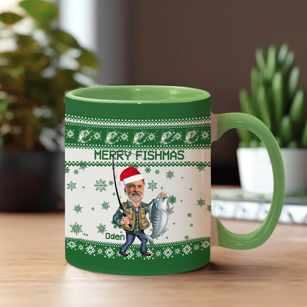 Merry Fishmas - Personalized Fishing Accent Mug