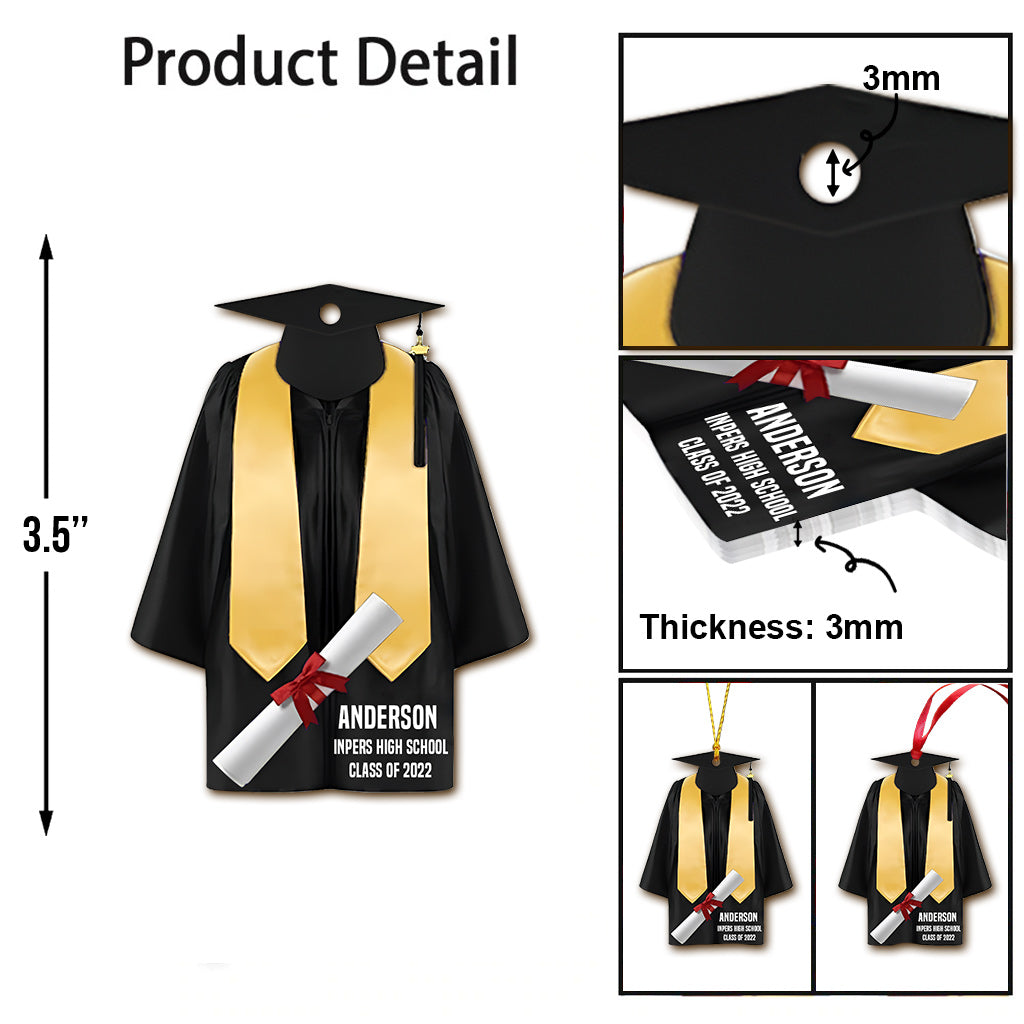 Graduation Cap & Gown - Personalized Graduation Ornament