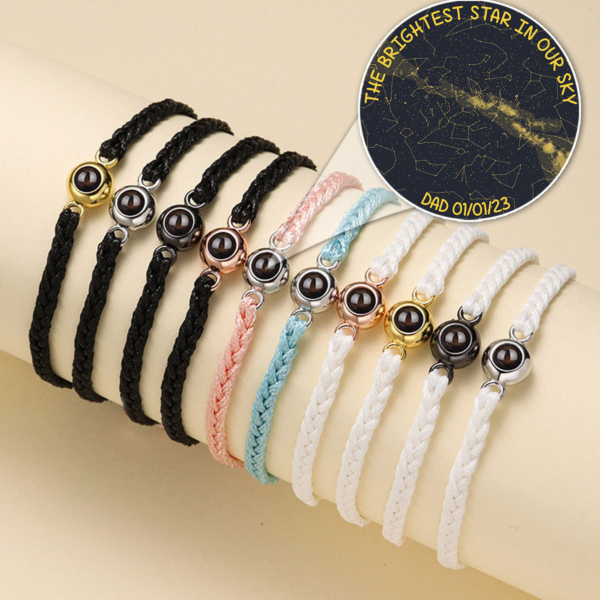 The Brightest Star In Our Sky Custom Starmap Memorial - Memorial gift for loss of dog, cat - Personalized Projection Bracelet