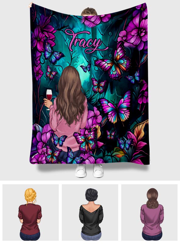 Einfach ein Mädchen, das Schmetterlinge liebt – personalisierte Schmetterlingsdecke