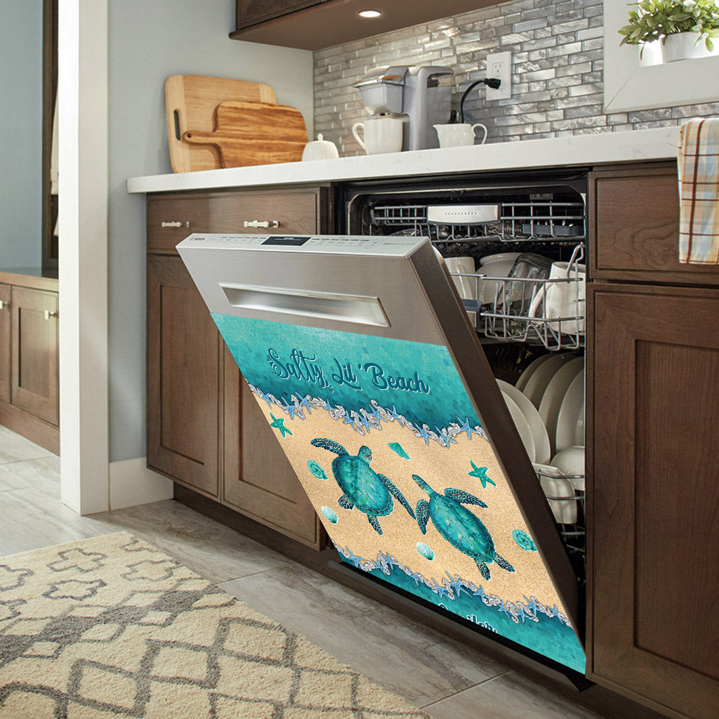 Salty Lil' Beach – Personalisierte Spülmaschinenabdeckung mit Schildkrötenmotiv