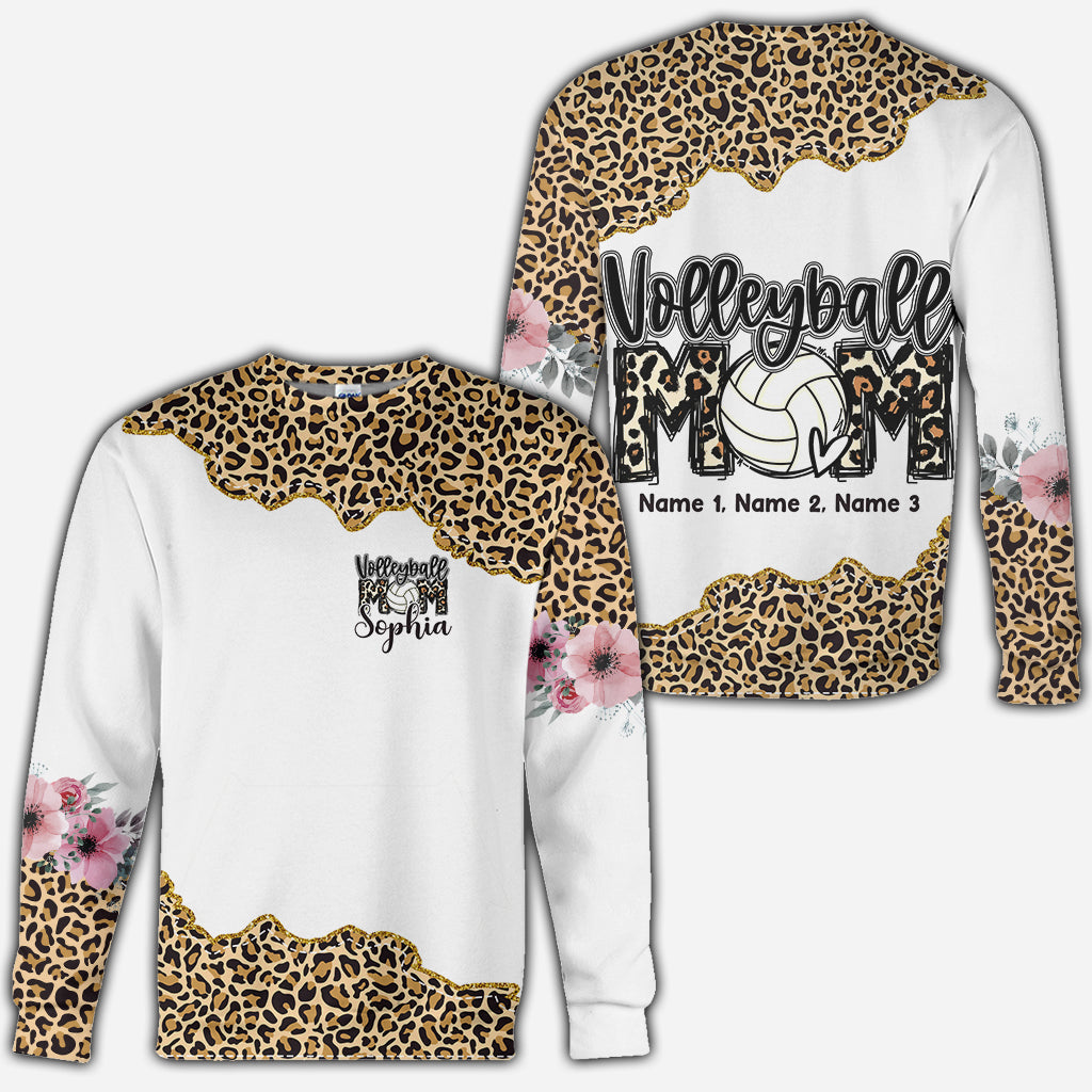 Volleyball-Mama-Leopard – Personalisiertes Volleyball-Shirt mit Allover-Print