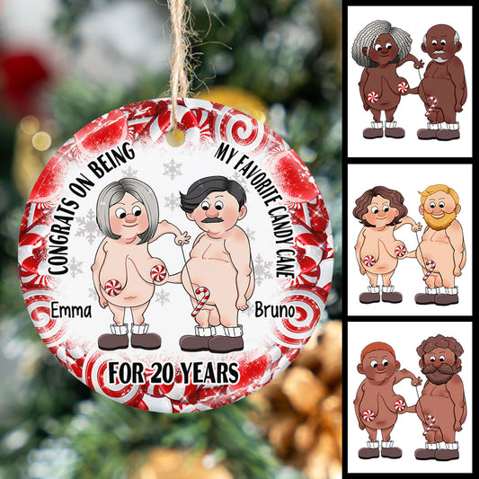 Herzlichen Glückwunsch, dass du mein Lieblingszuckerstangen-Anhänger bist – personalisierte Keramik-Kreisfigur für Ehemann und Ehefrau