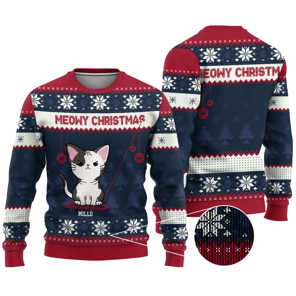 Frohe Weihnachten – Personalisierter Katzen-Pullover
