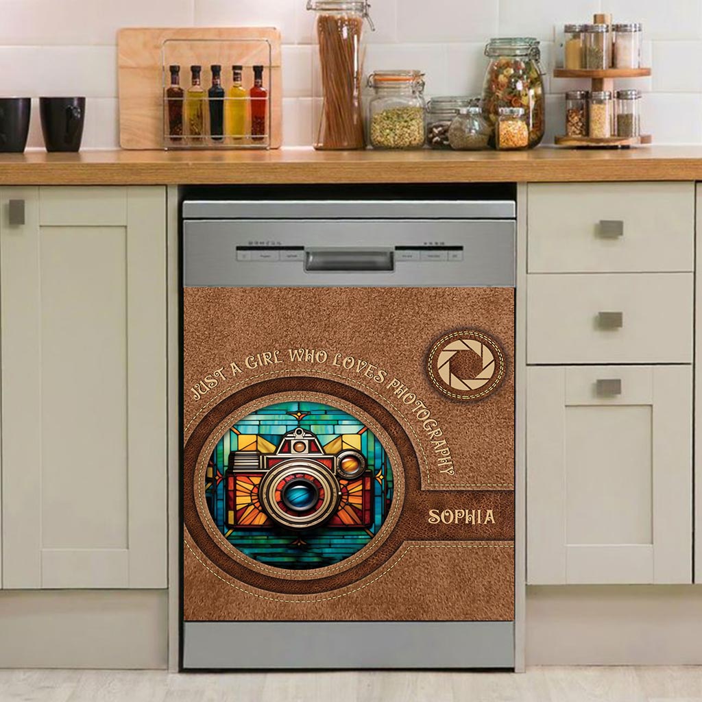 Einfach ein Mädchen, das Fotografie liebt – Personalisierte Spülmaschinenabdeckung mit Fotografie-Motiv