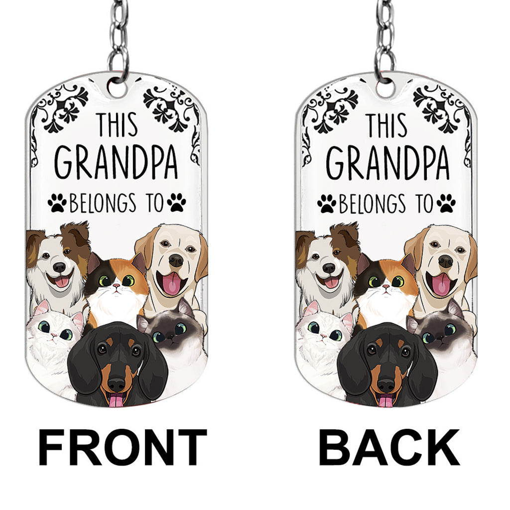 This Human Belongs To - Dog gift for cat lover - Personalized Stainless Steel Keychain