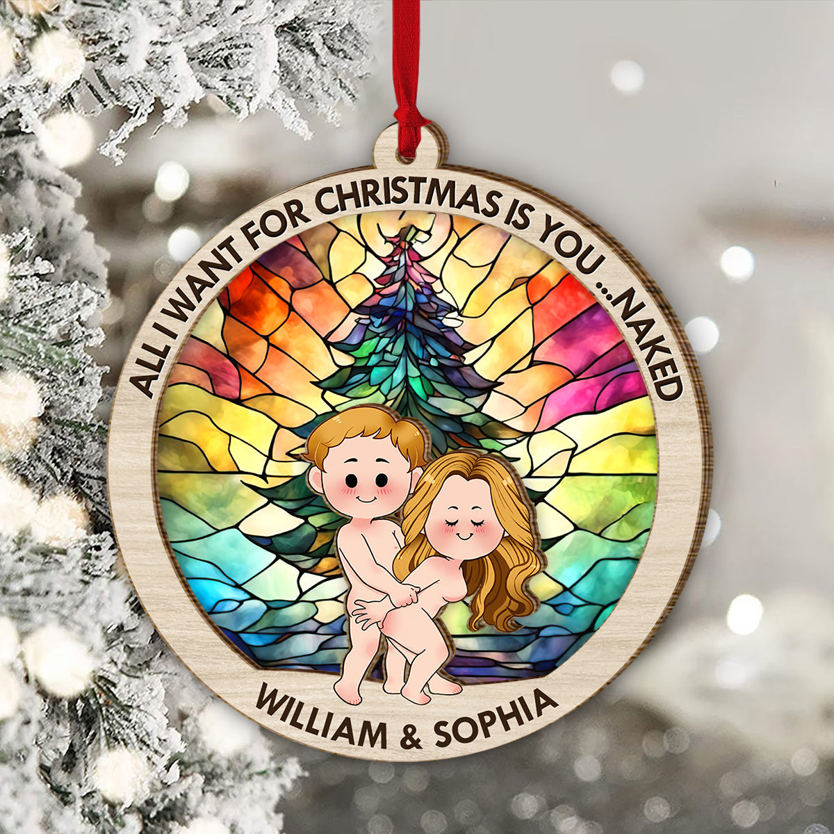 Alles, was ich mir zu Weihnachten wünsche, bist du – Geschenk für Ehemann, Freund, Freundin – Personalisierter zweilagiger Weihnachtsschmuck