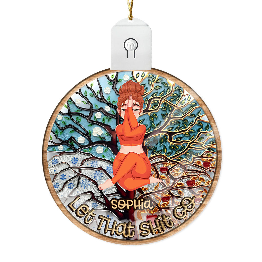 Lass den Scheiß los – Personalisierter Yoga-LED-Acryl-Anhänger