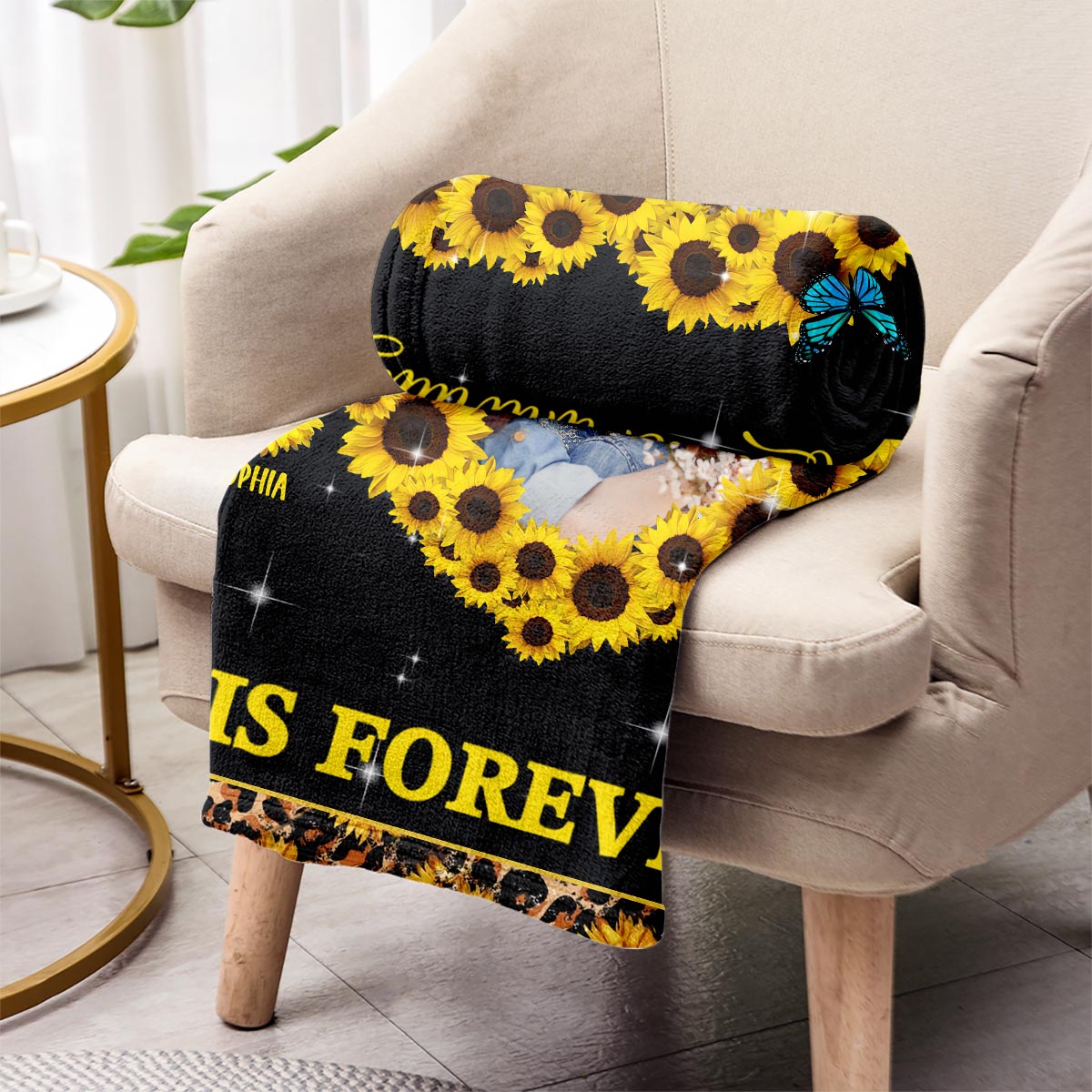 Immer wenn du dieses Herz berührst – Geschenk für Mama, Ehefrau – Personalisierte Decke