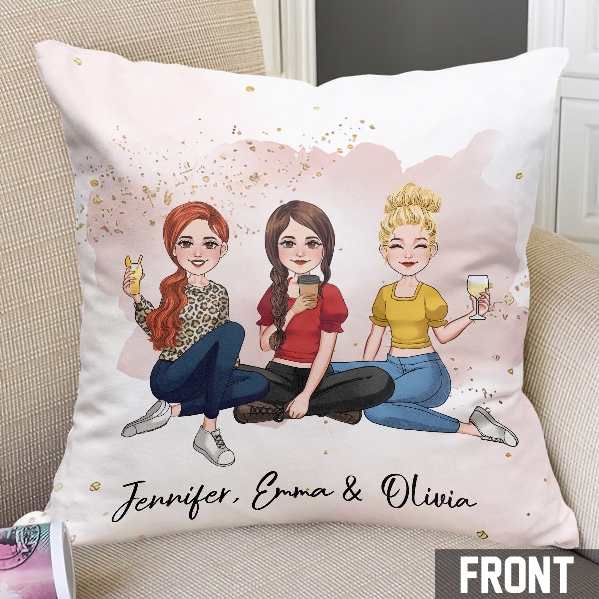 Big Hug - Personalized Sibling Throw Pillow