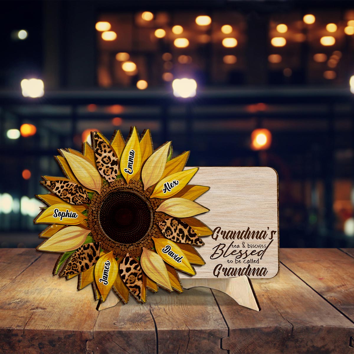 Omas Tee & Kekse – Personalisiertes 2-lagiges Holzschild „Oma“