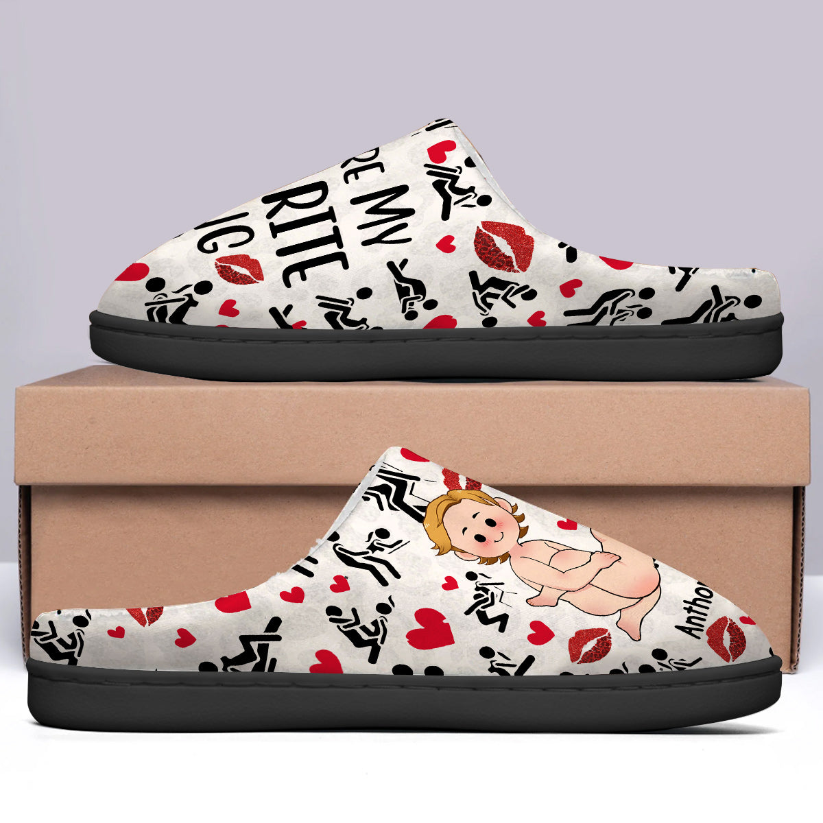 Du bist meine Lieblingsbeschäftigung – personalisierte Paarpantoffeln