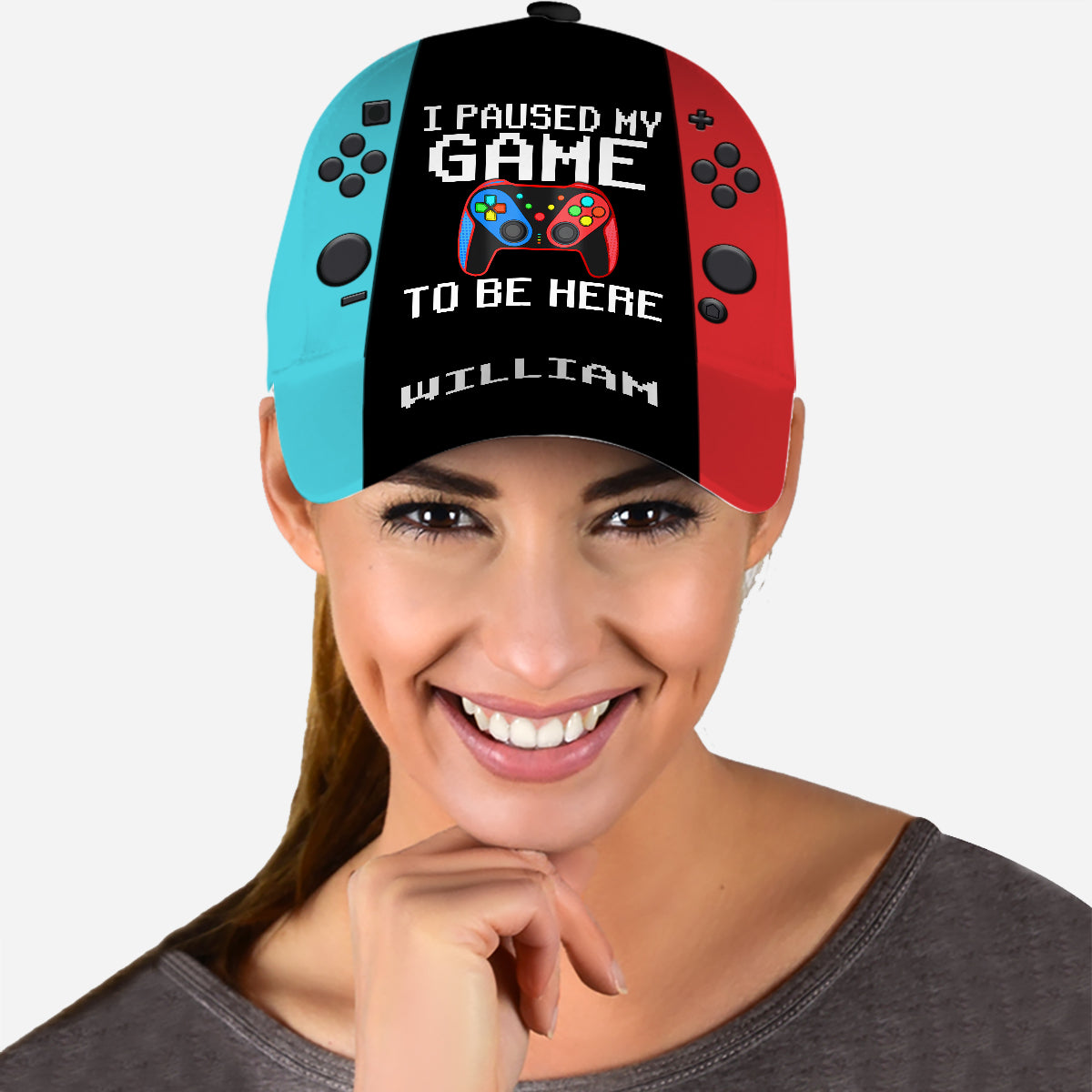 Ich habe mein Spiel pausiert, um hier zu sein – Personalisierte Videospiel-Klassiker-Kappe