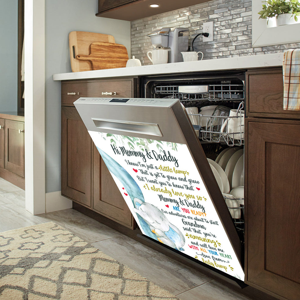 Liebe Grüße aus dem Babybauch – Personalisierter Geschirrspülerdeckel für Mütter