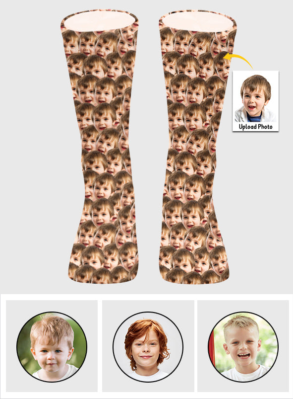 Customizable Printed Face - Personalized grandson Socks