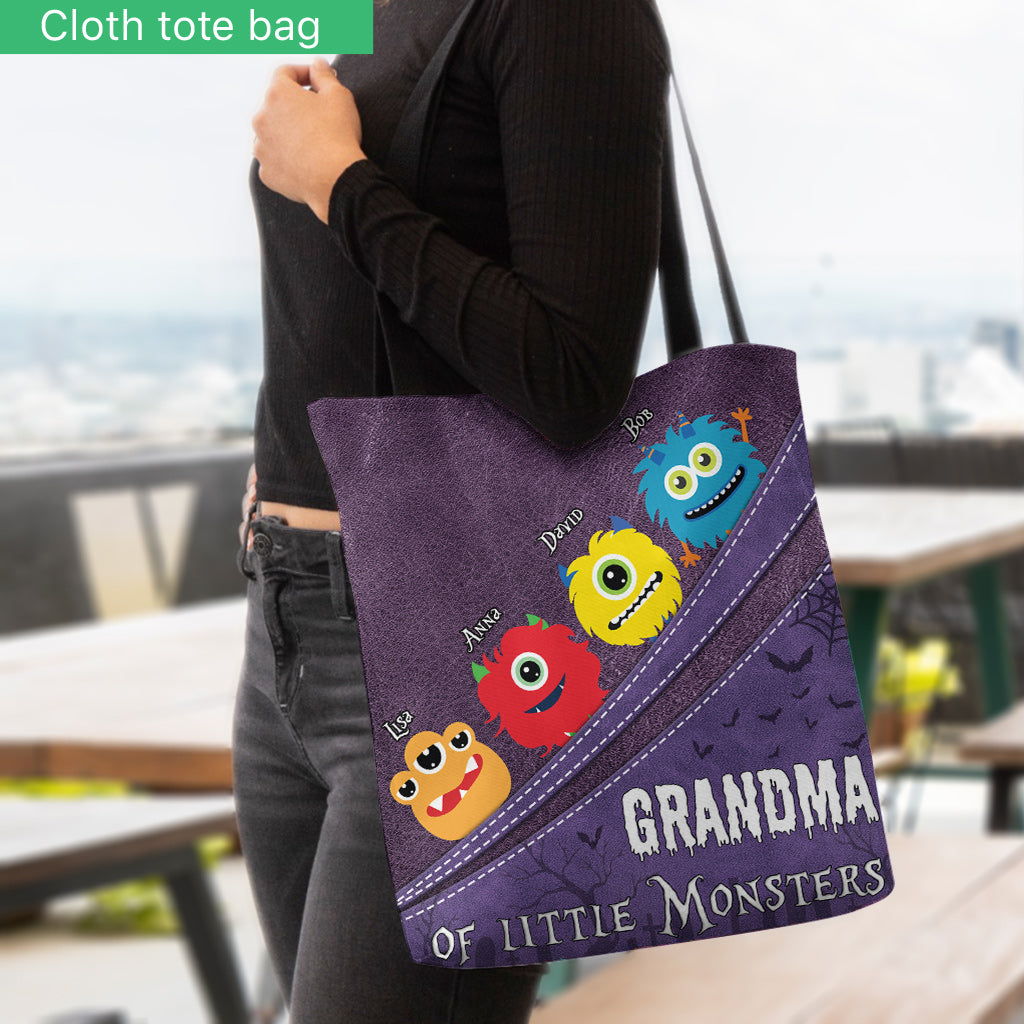 Grandma Of Little Monsters - Personalized Grandma Tote Bag