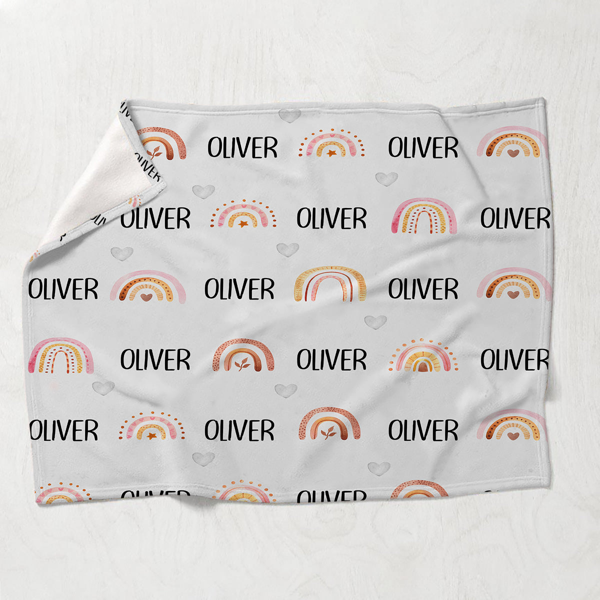 Retro-Regenbogen-Decke mit individuellem Namen – Personalisierte Decke für den Enkel