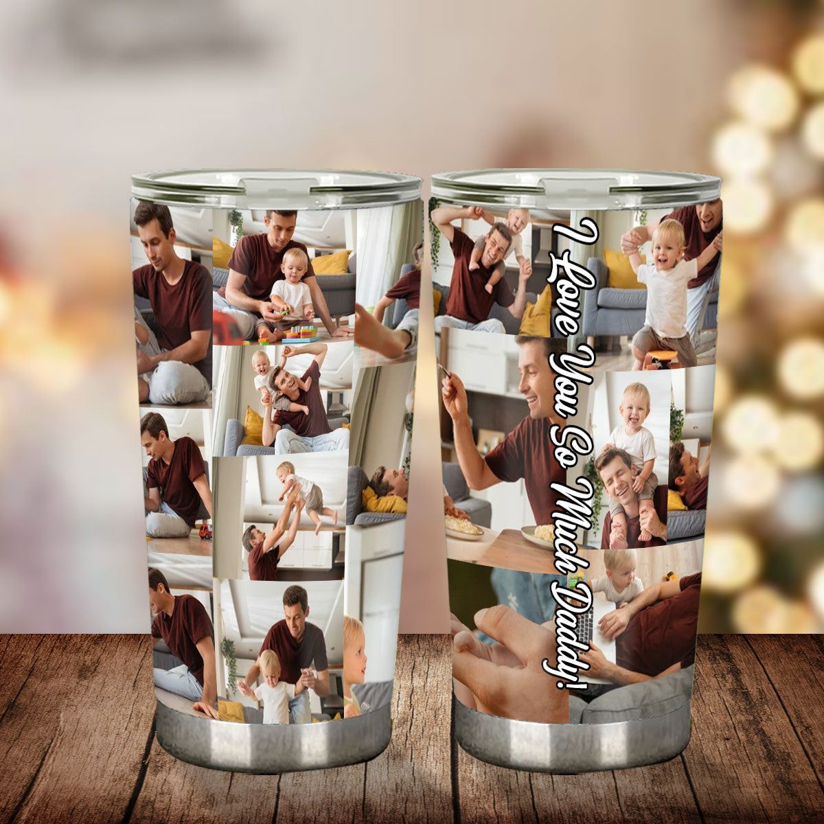 Collage-Trinkbecher – Geschenk für Papa – Personalisierter Trinkbecher