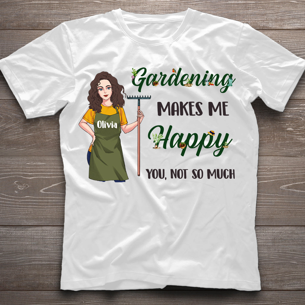 Gärtnern macht mich glücklich – Personalisiertes Garten-T-Shirt und Hoodie