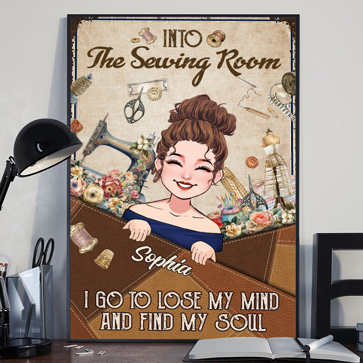 And Into The Sewing Room I Go - Personalized Sewing Canvas And Poster