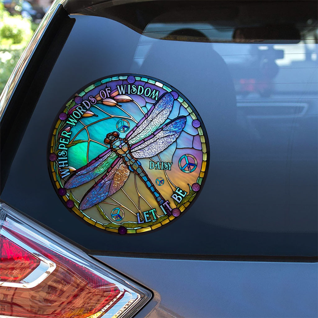 „Whisper Words Of Wisdom Let It Be“ – personalisierter Hippie-Aufkleber (gestanzt)