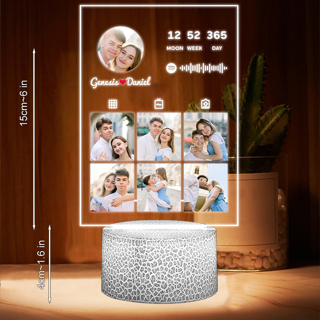 Fotosammlung für Paare – Personalisierte, paarförmige Leuchtplatte